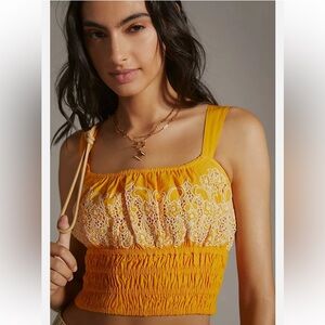 NWT Anthropologie Pilcro Smocked Orange Cami